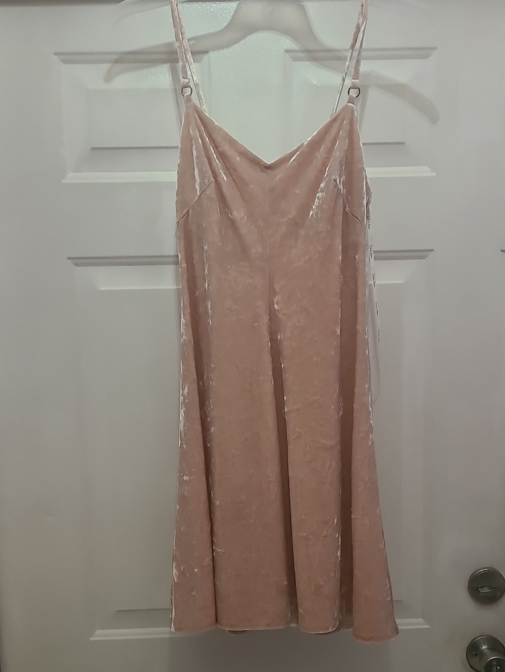 Calvin Klein Blush Velvet Midi Slip Dress